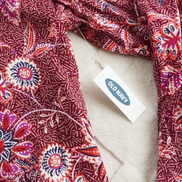 Old Navy Midi Dress Womens 2Xl Floral Print V-Neck Multi Color Long Sleeve - Picture 4 of 13